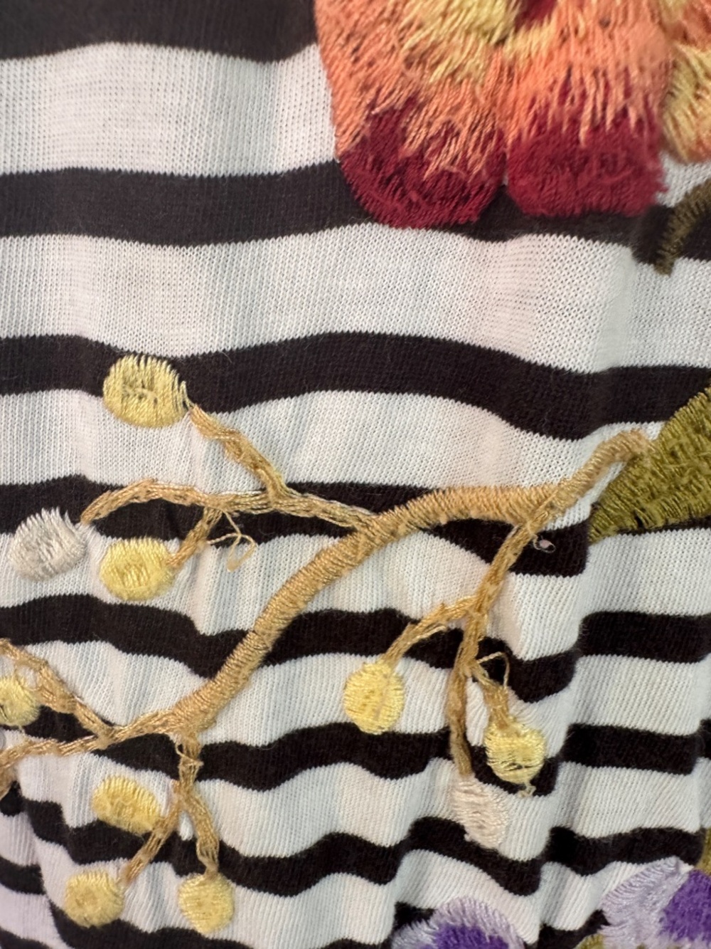 Johnny Was Embroidered Striped T shirt Dress - Picture 12 of 16